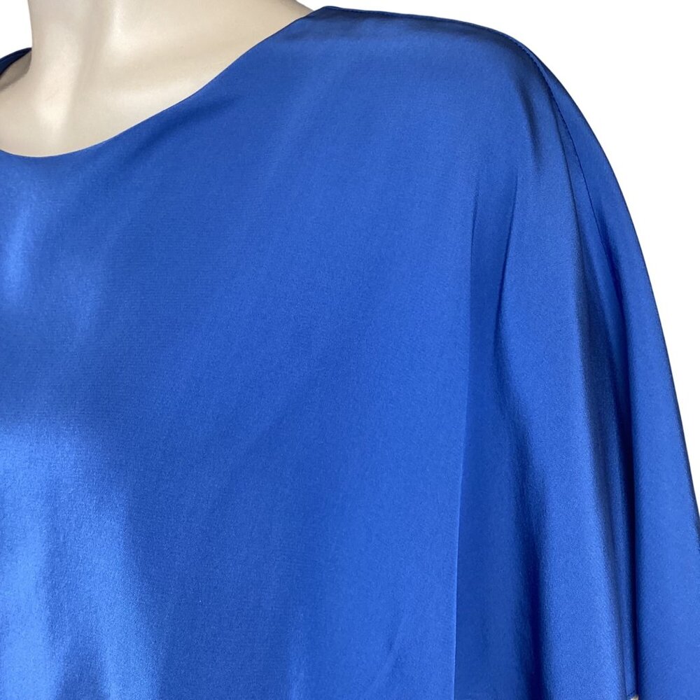 Tibi Silk Tiered Cape Blouse Top Size 2 Blue Drape Blouse - Picture 3 of 7